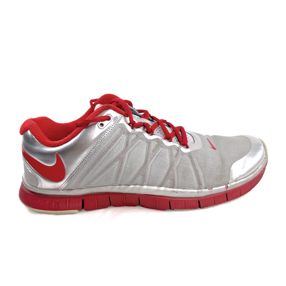 Nike Free Trainer 3 Men Size 10.5 Grey Red Silver Athletic Shoe Sneaker
